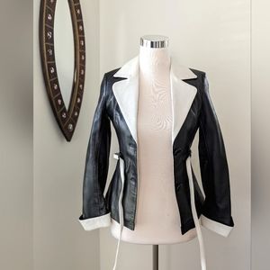 Lambskin Leather Fitted Blazer